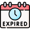 أيقونة تُظهر تقويمًا يحمل كلمة "Expired"